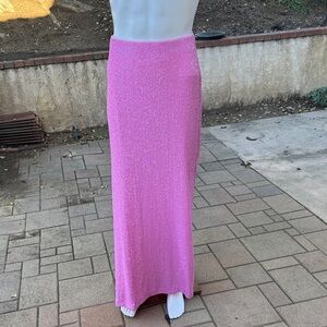 Show Me Your MuMu Vibrant Pink Maxi Skirt Barbie sequin